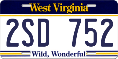 WV license plate 2SD752