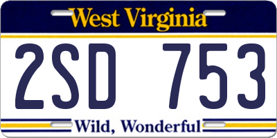 WV license plate 2SD753