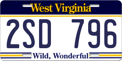 WV license plate 2SD796