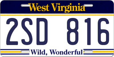 WV license plate 2SD816