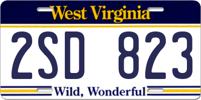WV license plate 2SD823