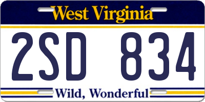 WV license plate 2SD834