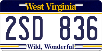 WV license plate 2SD836