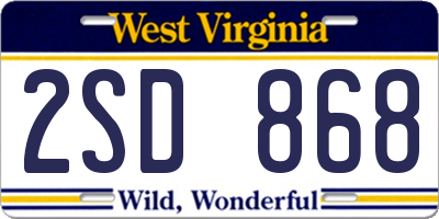 WV license plate 2SD868