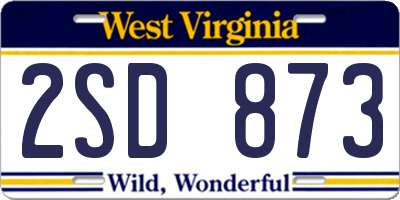 WV license plate 2SD873