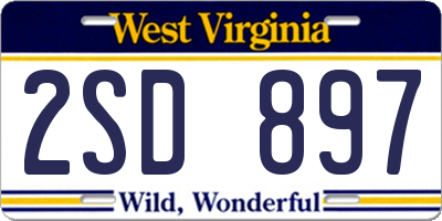 WV license plate 2SD897