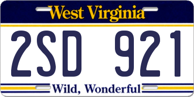 WV license plate 2SD921