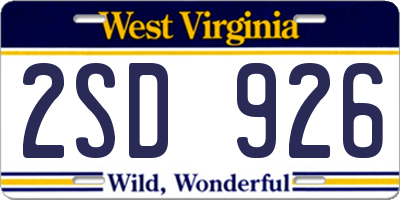 WV license plate 2SD926