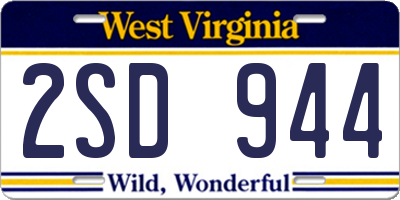 WV license plate 2SD944
