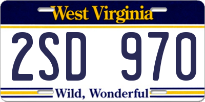 WV license plate 2SD970
