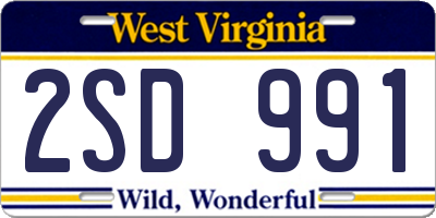 WV license plate 2SD991