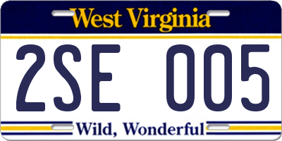 WV license plate 2SE005