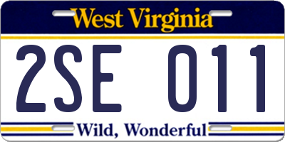 WV license plate 2SE011