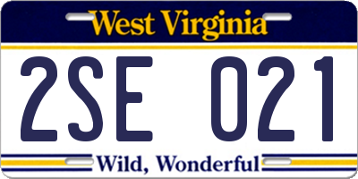 WV license plate 2SE021