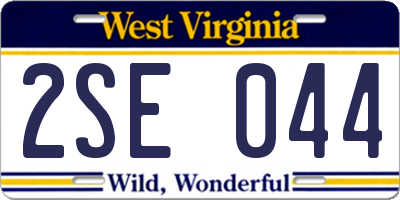 WV license plate 2SE044