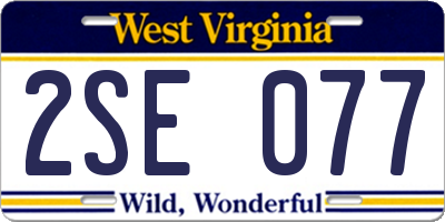 WV license plate 2SE077