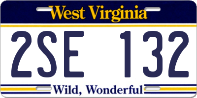 WV license plate 2SE132
