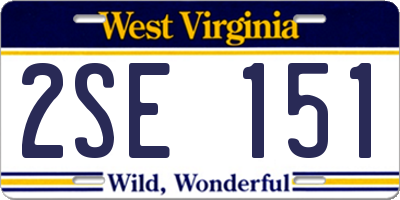 WV license plate 2SE151