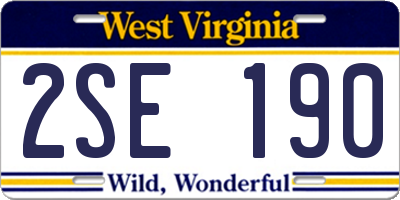 WV license plate 2SE190