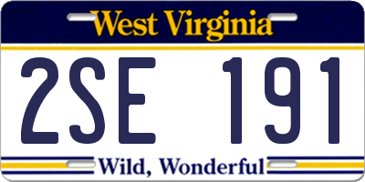 WV license plate 2SE191
