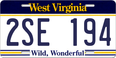 WV license plate 2SE194