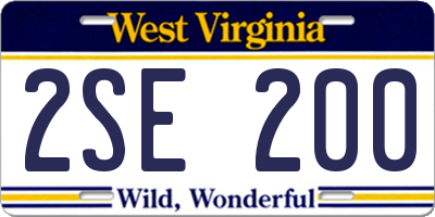 WV license plate 2SE200