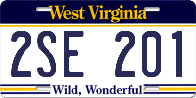 WV license plate 2SE201