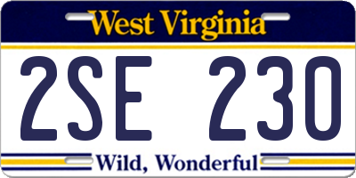 WV license plate 2SE230