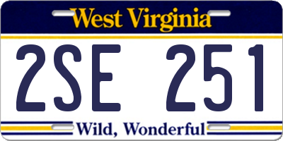 WV license plate 2SE251