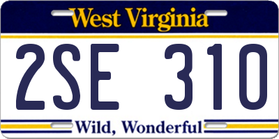 WV license plate 2SE310