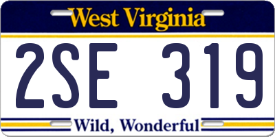 WV license plate 2SE319
