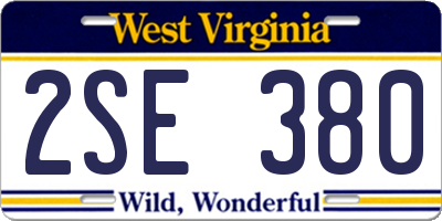 WV license plate 2SE380