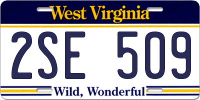 WV license plate 2SE509