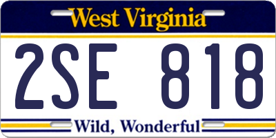 WV license plate 2SE818