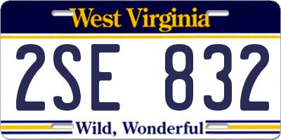 WV license plate 2SE832