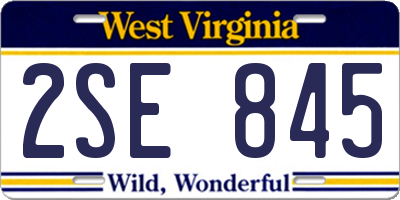 WV license plate 2SE845