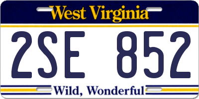 WV license plate 2SE852