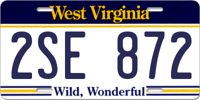 WV license plate 2SE872