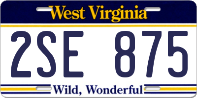 WV license plate 2SE875