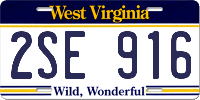 WV license plate 2SE916