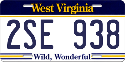WV license plate 2SE938