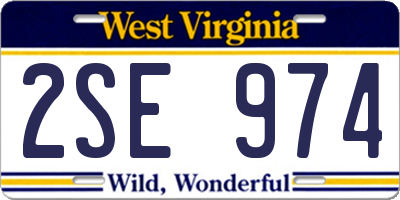 WV license plate 2SE974