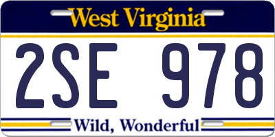 WV license plate 2SE978
