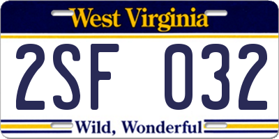 WV license plate 2SF032