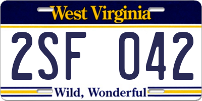 WV license plate 2SF042