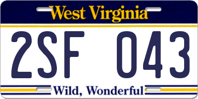 WV license plate 2SF043