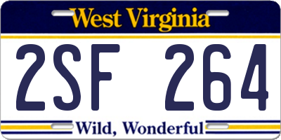 WV license plate 2SF264