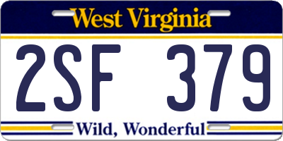 WV license plate 2SF379