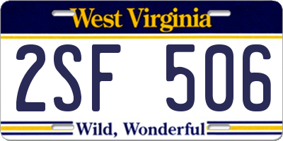 WV license plate 2SF506