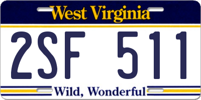 WV license plate 2SF511